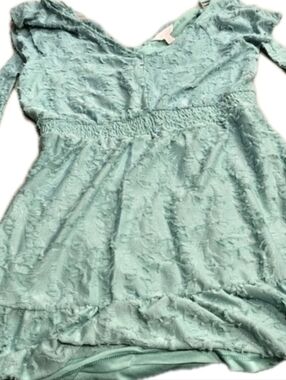 NWOT Lauren Conrad Aqua Spring Dress textured tie back Womens M BOHO